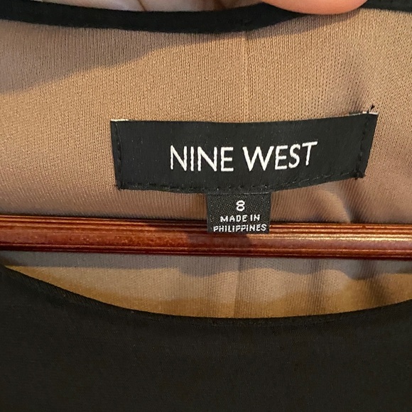 Nine West Mesh Black and Tan Striped Long Sleeve knee length Dress 3/4 length - Picture 3 of 10